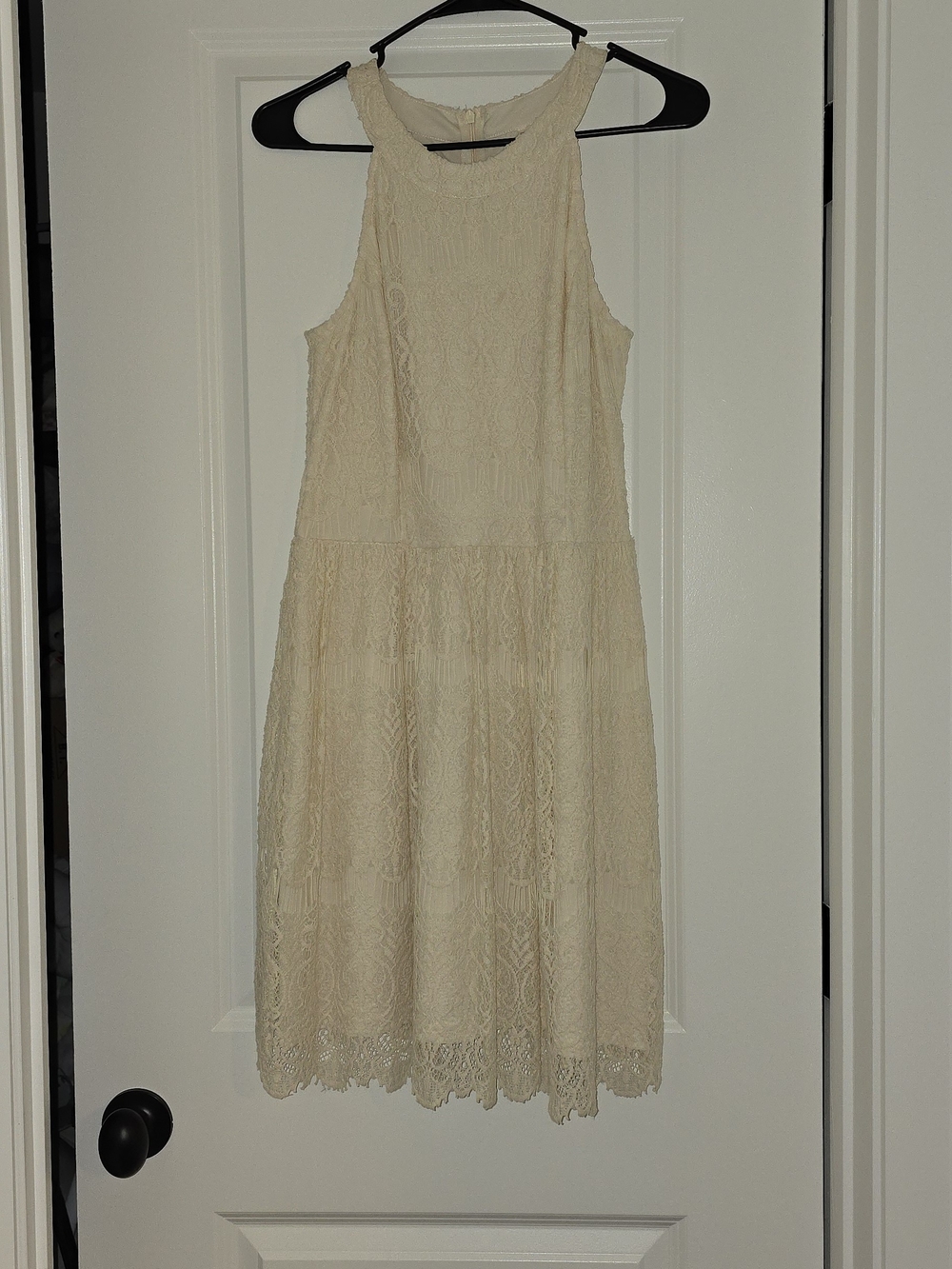 Pinky Cream Lace Midi Halter Dress